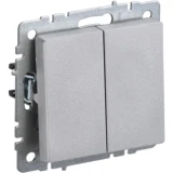 IEK BRITE Выключатель 2-клавишный проходной 10А ВС10-2-6-БрА алюминий