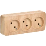 IEK Розетка трехместная для открытой установки РС23-2-ХС без заземления 10А GLORY сосна